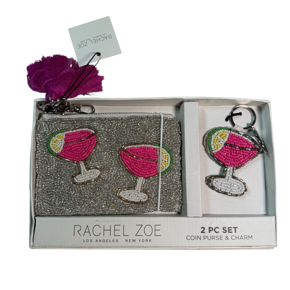 Rachel Zoe NWT beaded martini coin purse and charm set